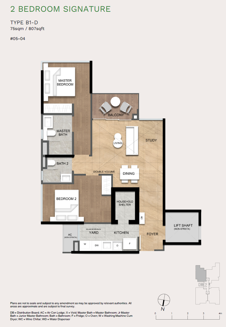Verde Joo Chiat 1 Bedroom Floor Plan 1