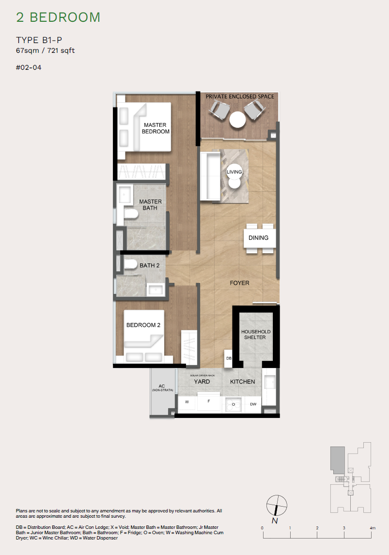 Verde Joo Chiat 1 Bedroom Floor Plan 2