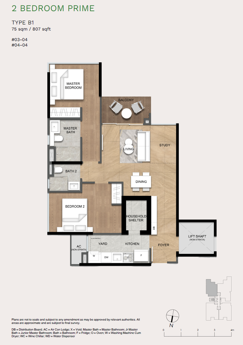 Verde Joo Chiat 1 Bedroom Floor Plan 3