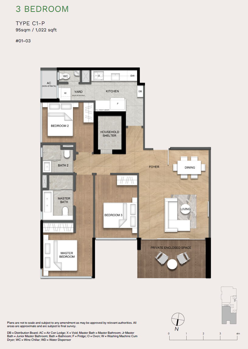 Verde Joo Chiat 1 Bedroom Floor Plan 4